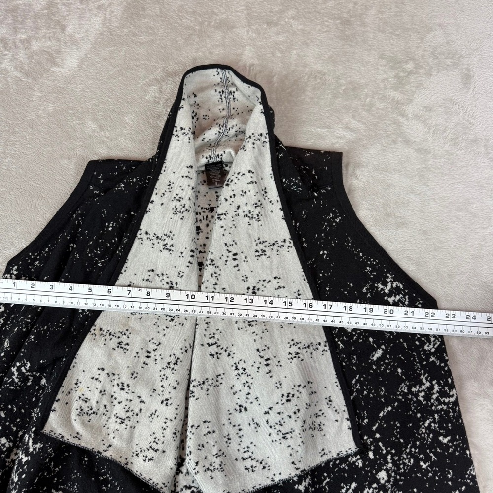 Stella Carakasi Vest Women S Black White Splatter Waterfall Natural Luxe Chic - Picture 9 of 11